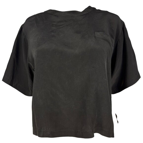 FENN WRIGHT & MANSON 100% SILK BLOUSE BLACK WOMEN’S SIZE M Back Button Top - Picture 1 of 11